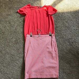 Shirt and pencil skirt combo.